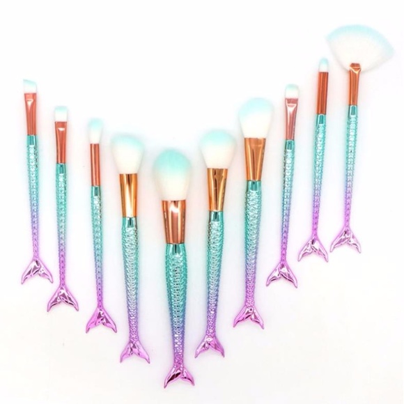 NEW 10 pc Mermaid Makeup Brush Set - Picture 3 of 4